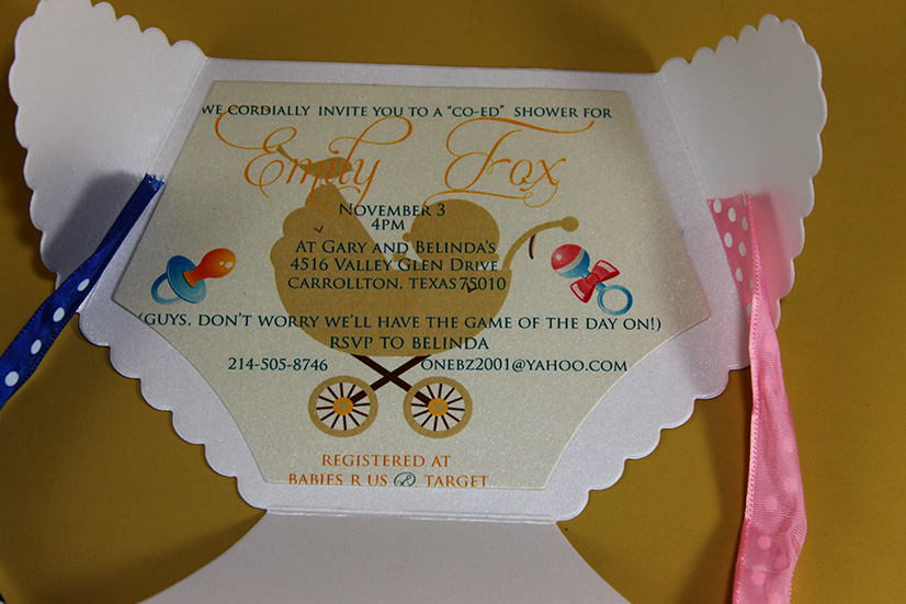 diecut diaper baby shower invitations