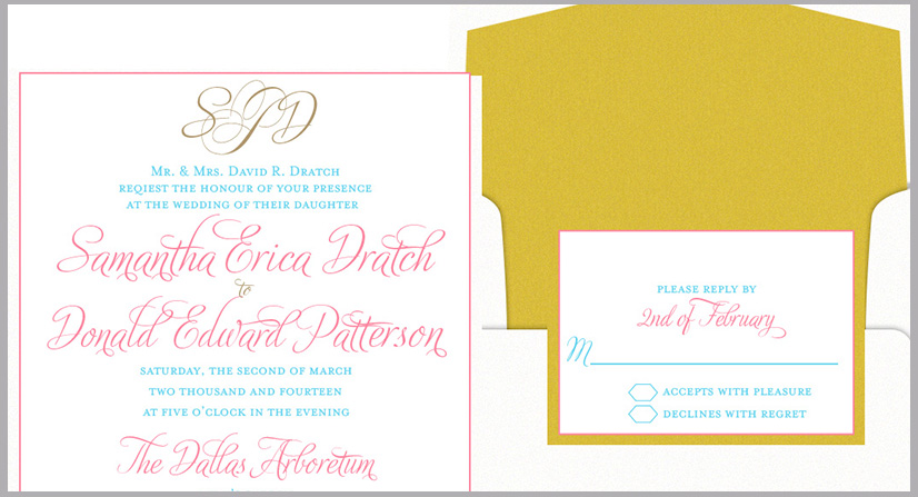 silk folio wedding invitations with ribbon